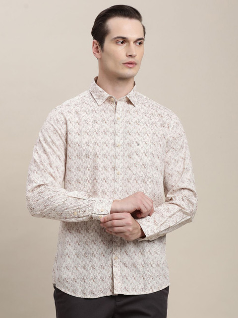 Turtle Men Relaxed Slim Fit Spread Collar Geometric Printed Cotton Formal Shirt - Image 6