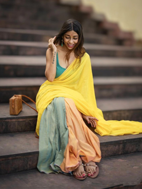 Ruuprekha Colourblocked Pure Cotton Khadi Saree