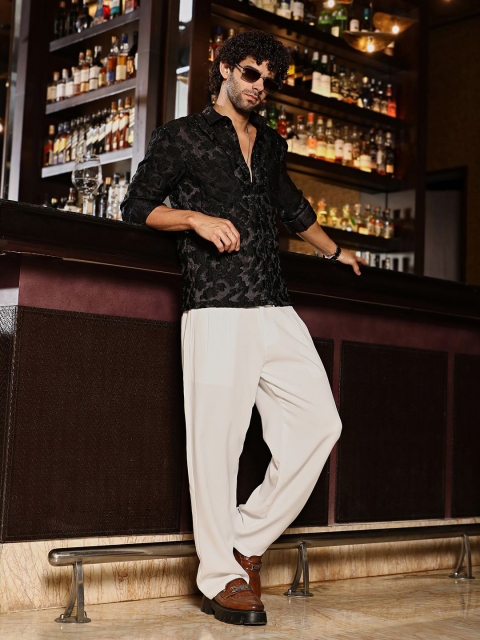 Campus Sutra Men Classic Fit Spread Collar Textured Casual Shirt - Image 6