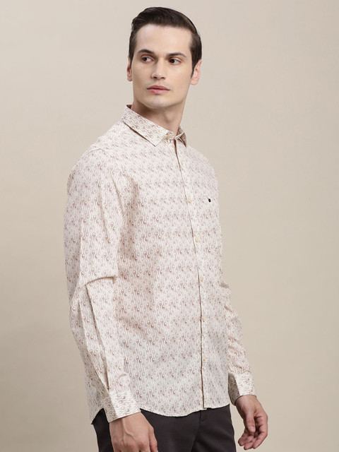 Turtle Men Relaxed Slim Fit Spread Collar Geometric Printed Cotton Formal Shirt - Image 3