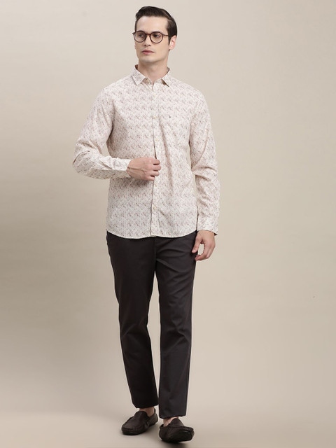 Turtle Men Relaxed Slim Fit Spread Collar Geometric Printed Cotton Formal Shirt - Image 5