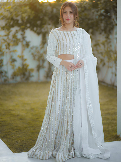 Anara Embellished Sequinned Semi-Stitched Lehenga & Unstitched Blouse With Dupatta