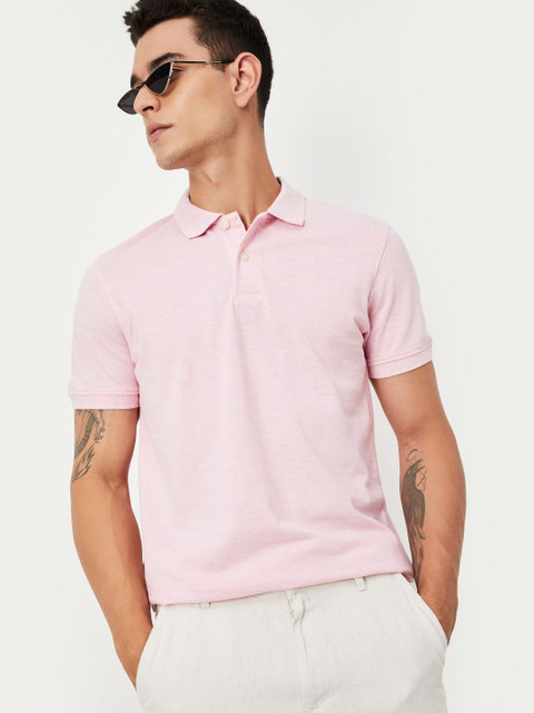 max Men Polo Collar Raw Edge T-shirt