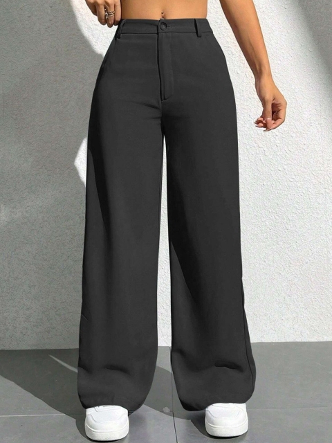 BAESD Women Relaxed Straight Leg High-Rise Non Iron Trousers