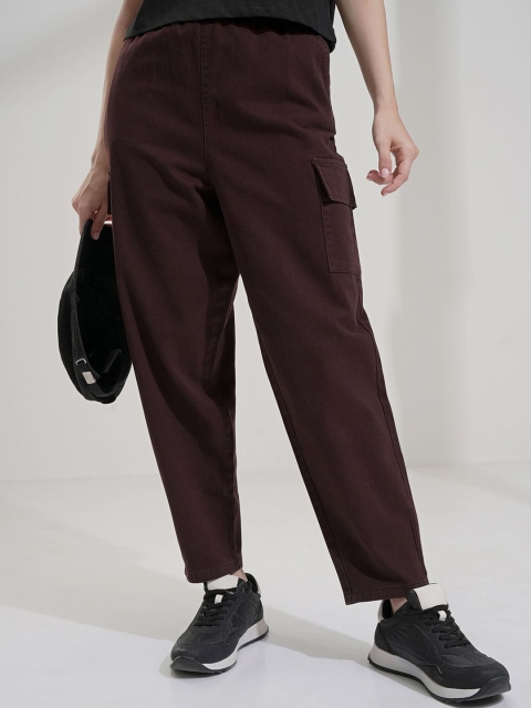 Street By Tokyo Talkies Women Cotton Mom Fit Cargos Trousers