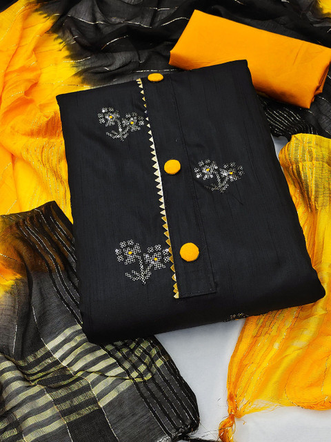 HERE&NOW Embellished Gotta Patti Coco Silk Unstitched Dress Material