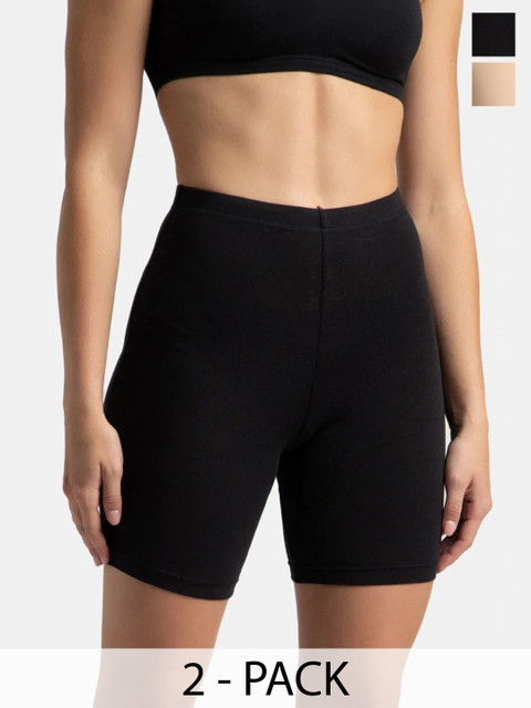 Jockey Pack of 2 High Coverage Super Combed Cotton Shorties With Concealed Waistband-1529