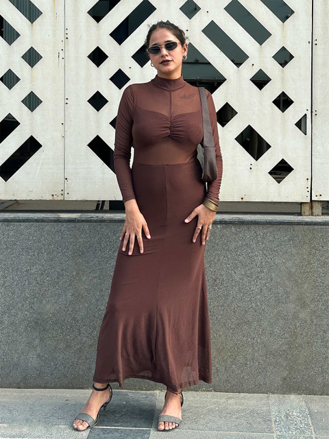 clobug Women Solid Bodycon Midi Dress