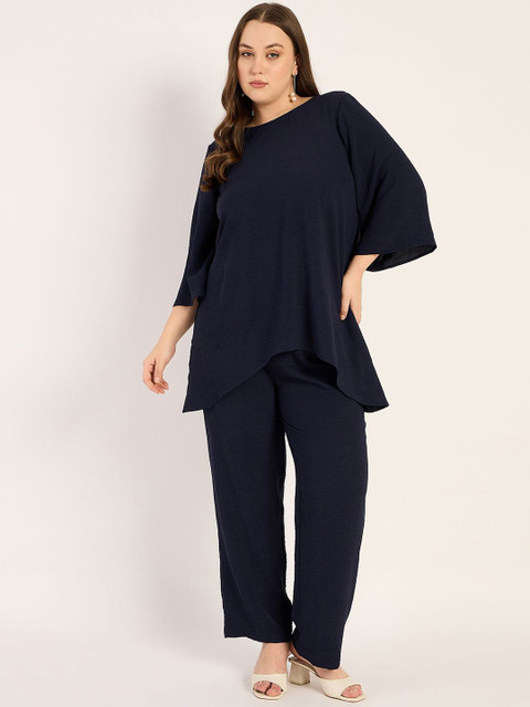 FEMMELLA Plus Size Round Neck Tunic & Trousers