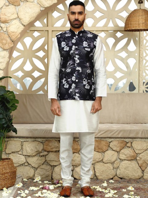KRAFT INDIA Floral Printed Mandarin Collar Nehru Jacket