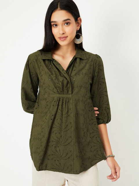 max Shirt Collar Embroidered Tunic