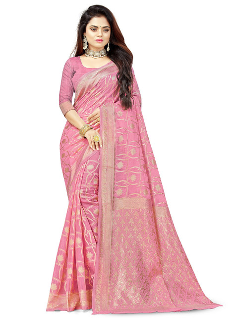 KALINI Woven Design Zari Pure Cotton Banarasi Saree