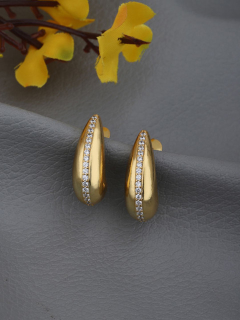 Carlton London 18kt Gold Plated CZ Fancy Half Hoop Earring