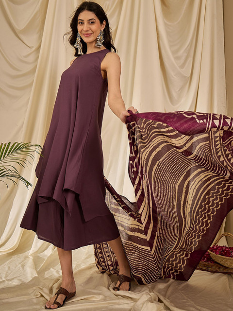 InWeave Women Regular Kurti with Palazzos & With Dupatta