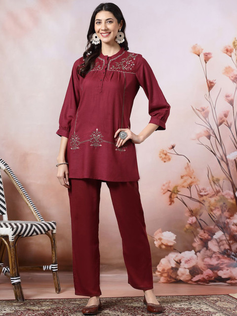 Nayam By Lakshita Embroidered Tunic With Palazzo Co-ord Set