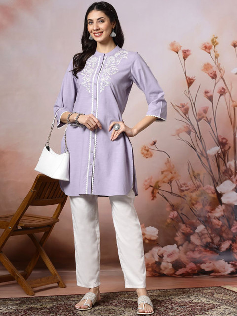 Nayam By Lakshita Women Floral Embroidered Regular Thread Work Co-Ord Set