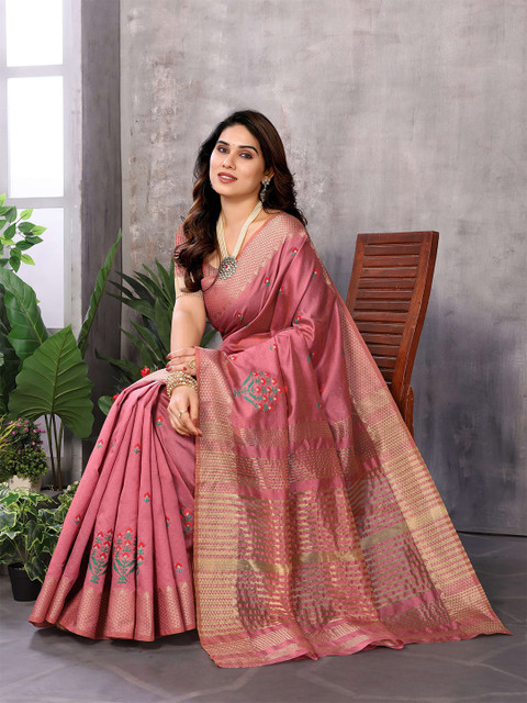 Moda Rapido Floral Embroidered Kanjeevaram Saree - Image 4
