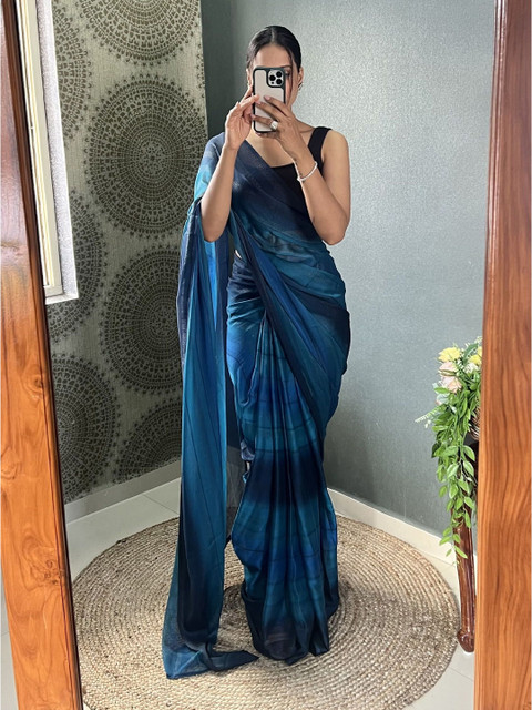 HERE&NOW Pure Crepe Ready to Wear Jamdani Saree