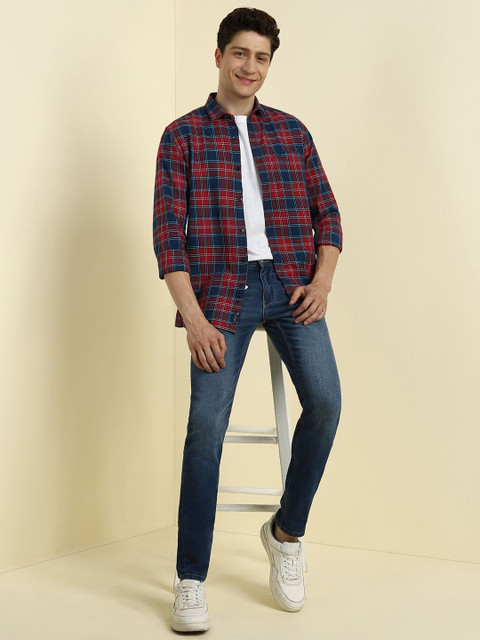 Allen Solly Men Tartan Checks Opaque Checked Casual Shirt - Image 5