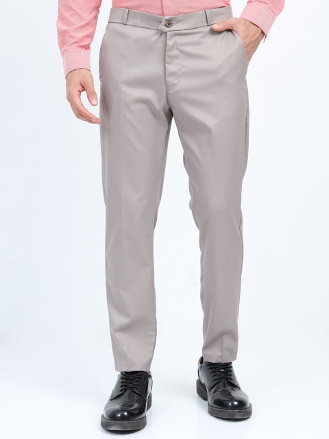 U.S. PITCHERS Men Textured Smart Tapered Fit Low-Rise Chinos Trousers