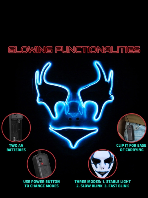 Hookaba Clown Craze LED Face Mask For Halloween Rave Live Concert - Image 5