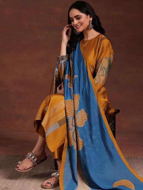 Libas Women Floral Printed Regular Kurta with Trousers & With Dupatta