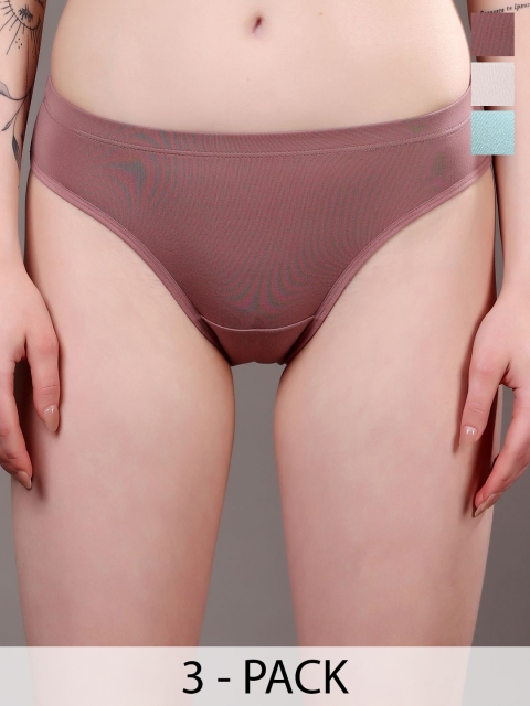 Louis Bayrad Pack Of 3 Plus Size Knitted Maternity Briefs - LB 1031 Cloud Graphit turqsh