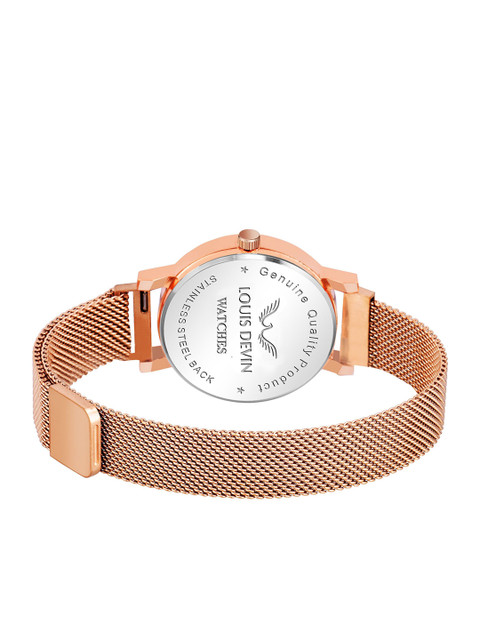 LOUIS DEVIN Women Brass Dial & Straps Analogue Watch LD-RG162-BLK - Image 3