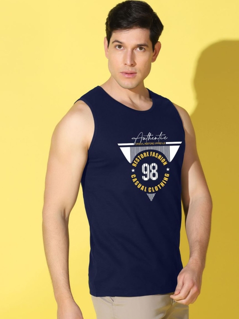 WOOSTRO Printed Gym Innerwear Vest VWS26 98 NAVY - Image 3