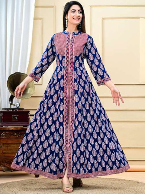 DSS FASHION Floral Printed Pure Cotton Anarkali Kurta