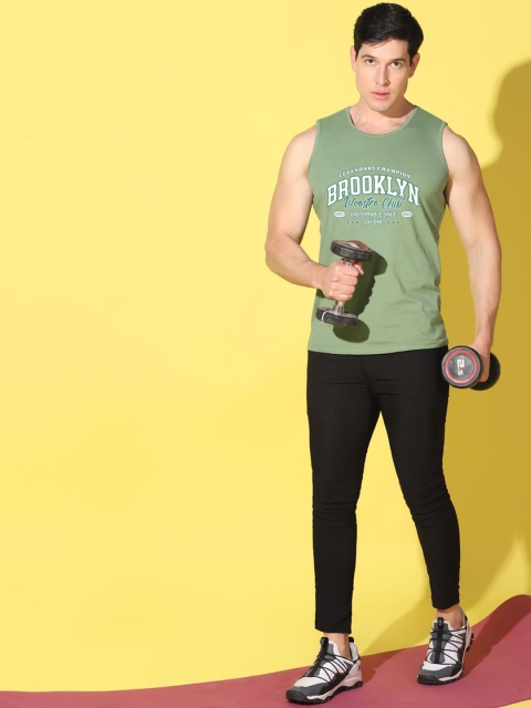 WOOSTRO Printed Gym Innerwear Vest VWS26 BKLN LGTGREEN - Image 5