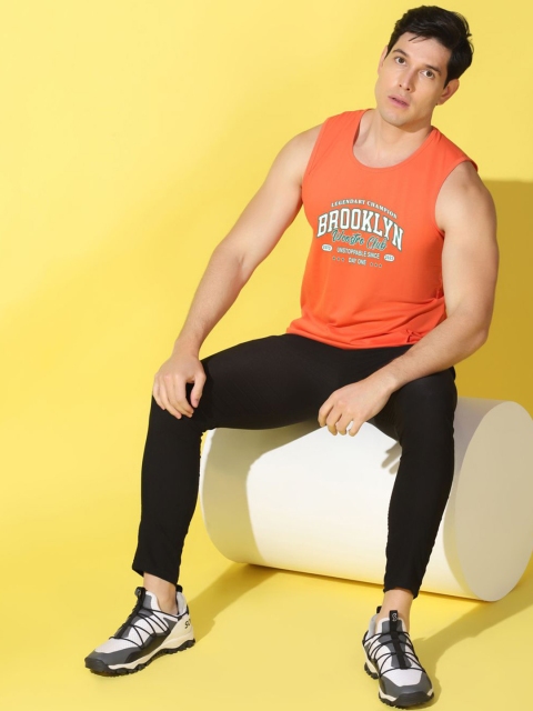 WOOSTRO Printed Gym Innerwear Vest VWS26 BKLN ORANGE - Image 4