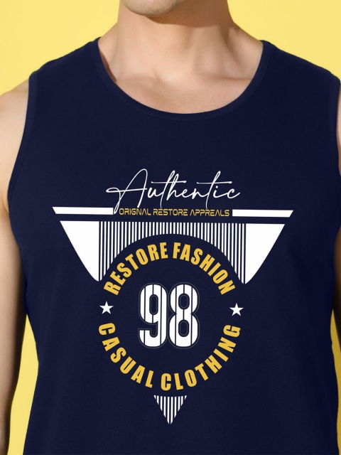 WOOSTRO Printed Gym Innerwear Vest VWS26 98 NAVY - Image 2