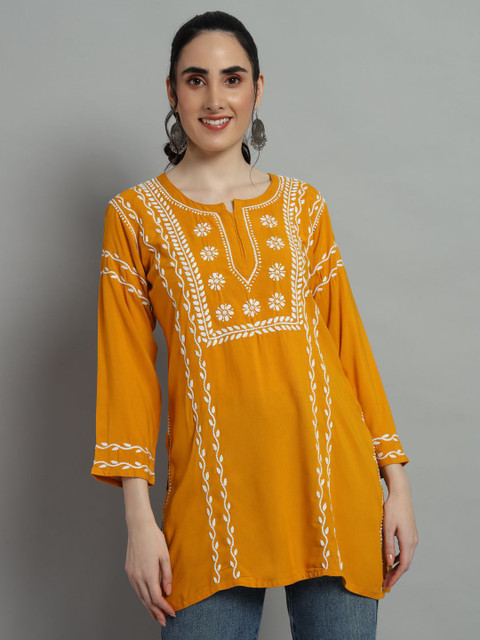 Fashionable Chikan Handikraft Embroidered Chikankari Chikankari Kurti