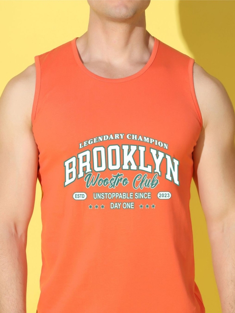 WOOSTRO Printed Gym Innerwear Vest VWS26 BKLN ORANGE - Image 2