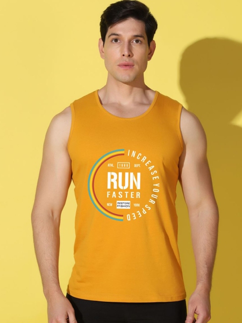 WOOSTRO Printed Gym Innerwear Vest VWS26 RUN MUSTARD