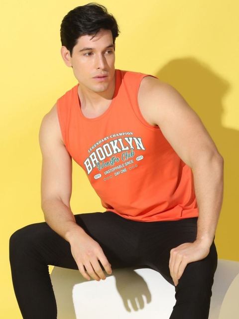WOOSTRO Printed Gym Innerwear Vest VWS26 BKLN ORANGE - Image 5