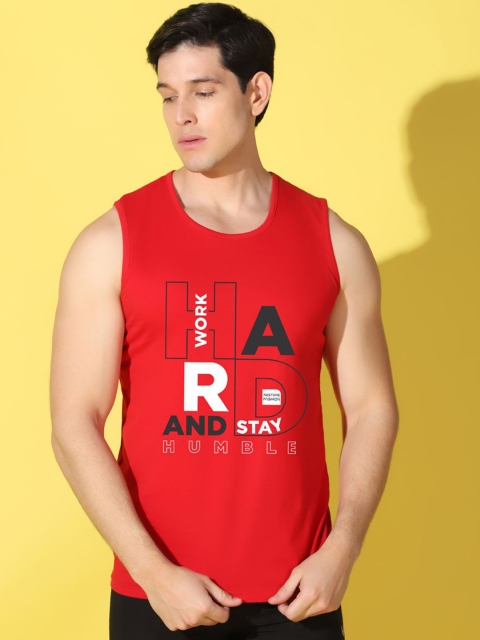 WOOSTRO Printed Gym Innerwear Vest VWS26 HARD RED