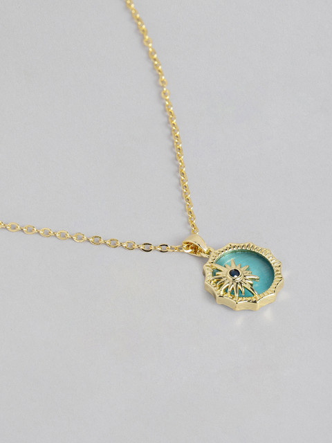 DressBerry Stone-Studded Circular Shaped Pendent With Chain