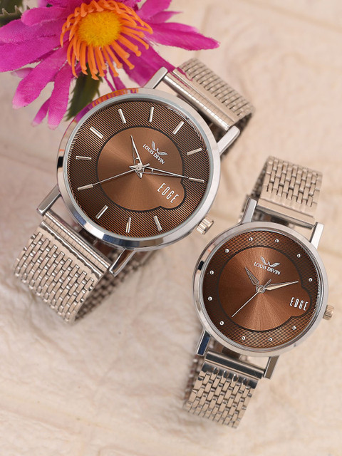 LOUIS DEVIN Unisex Brass Dial & Stainless Steel Bracelet Style Straps Analogue Watch LDCM-WT092-BRW-CH