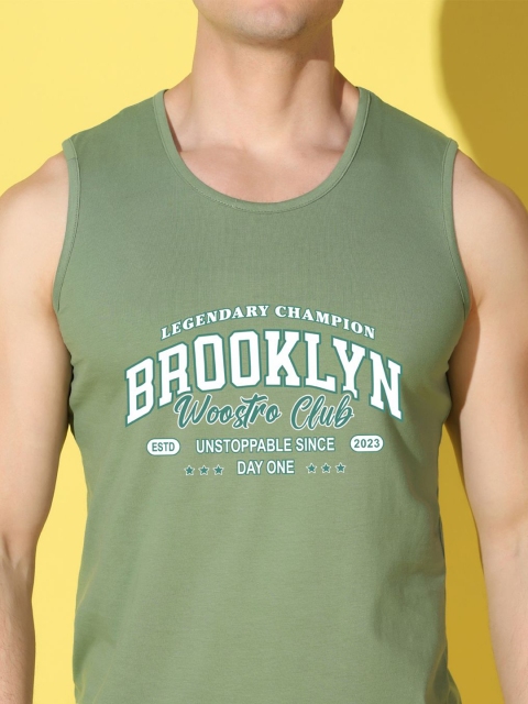 WOOSTRO Printed Gym Innerwear Vest VWS26 BKLN LGTGREEN - Image 6