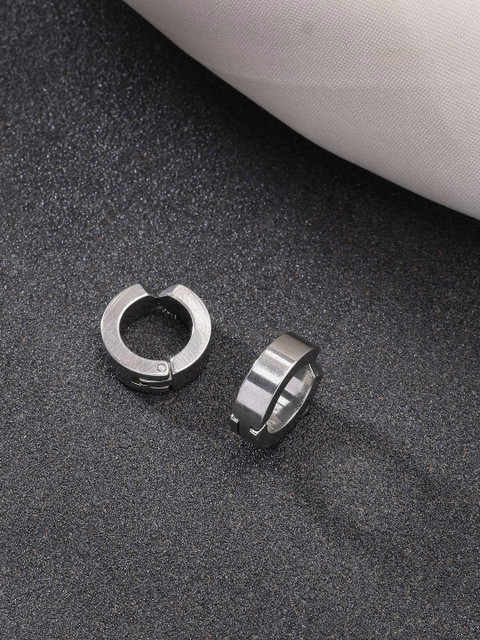 Roadster Men Silver-Plated Stainless Steel Hoop Earrings