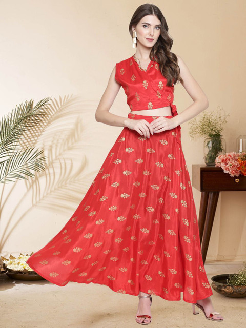 Sera Printed V Neck Top & Skirt Co-Ords