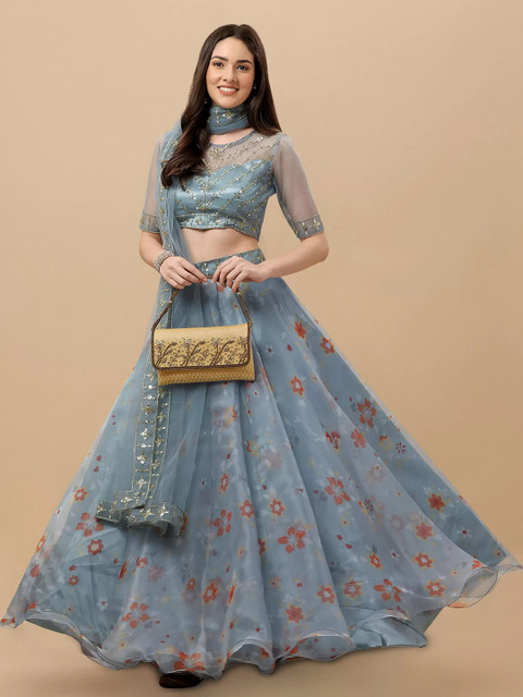 Piludi Embroidered Semi-Stitched Lehenga & Unstitched Blouse With Dupatta