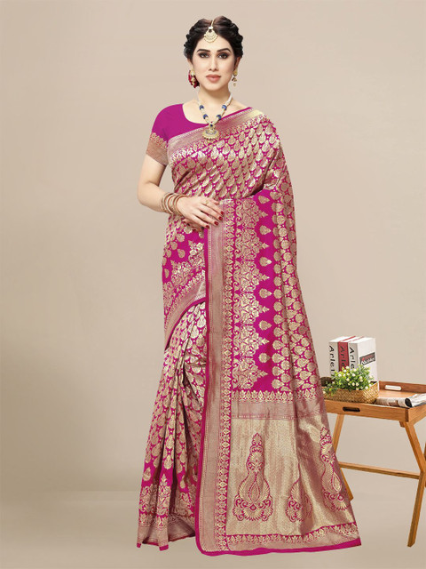 Moda Rapido Floral Zari Silk Blend Banarasi Saree