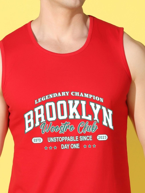 WOOSTRO Printed Gym Innerwear Vest VWS26 BKLN RED - Image 2