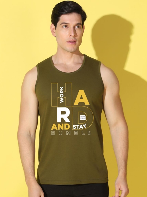 WOOSTRO Printed Gym Innerwear Vest VWS26 HARD OLIVE