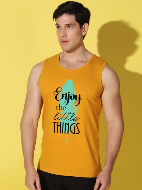 WOOSTRO Printed Gym Innerwear Vest VWS26 ENJOY MUSTARD - Image 4