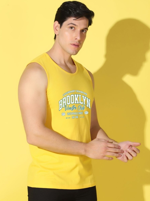 WOOSTRO Printed Gym Innerwear Vest VWS26 BKLN YELLOW - Image 3