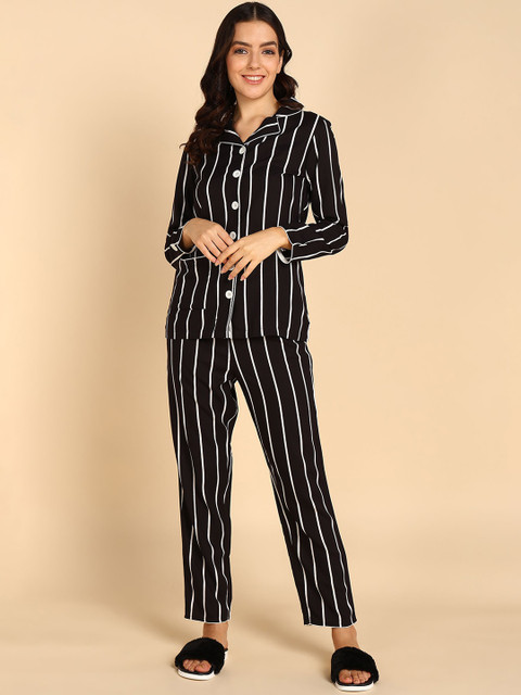 Asami Women Striped Night suit
